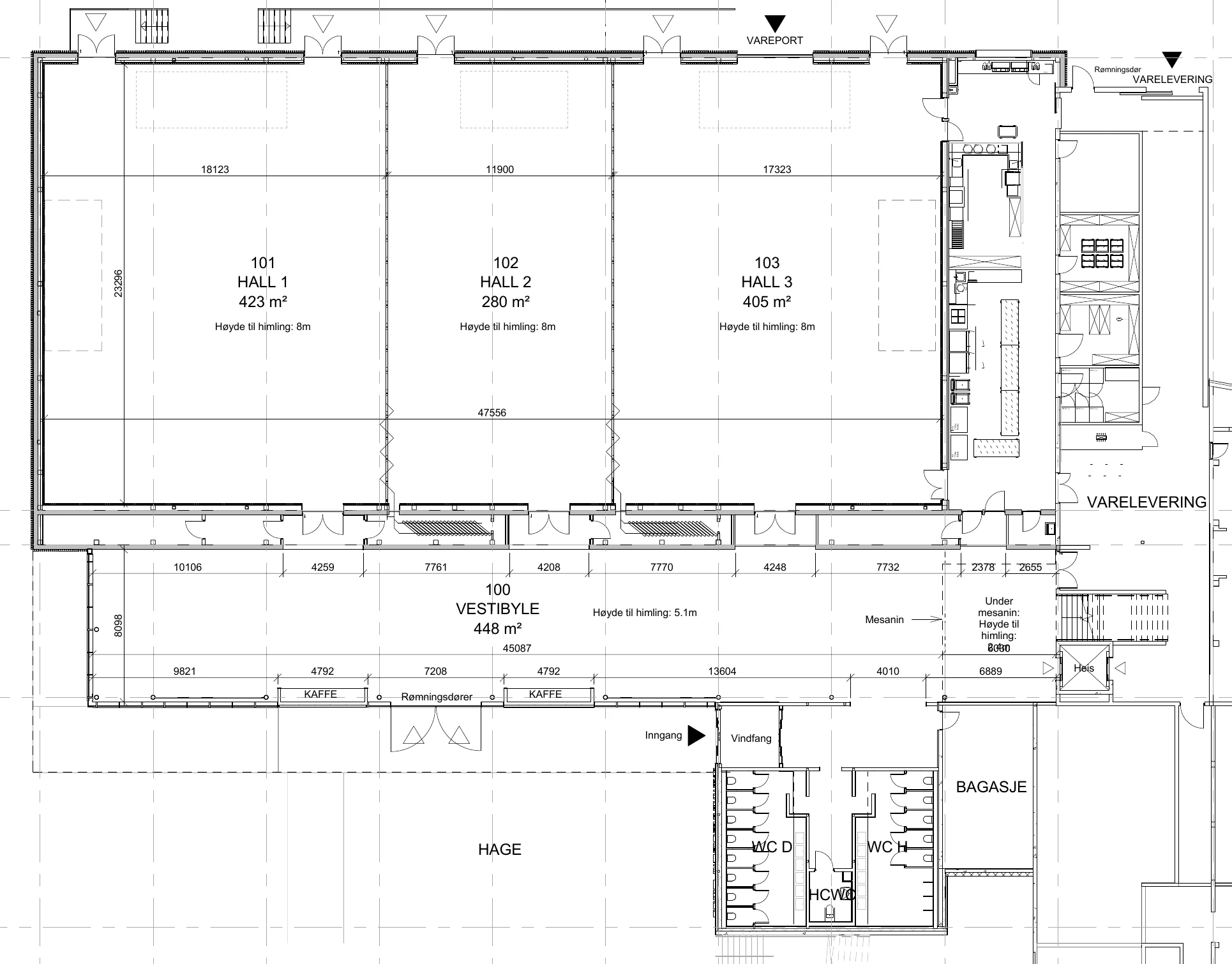 Arkitekttegning av Sundvolden Hall